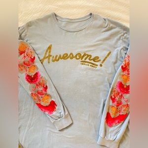 Taylor Swift Lover Era AWESOME! Long Slv Glitter Floral Print Cloud Dye XXl